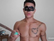 Maskurbate - Ripped Brazilian Jerks Off On Selfie Stick