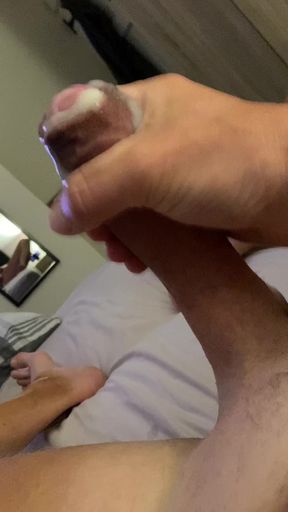 Enjoying wanking my BWC to cum