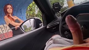 Busty Stranger Fingers Herself at Bus Stop, Risks Public Fuck