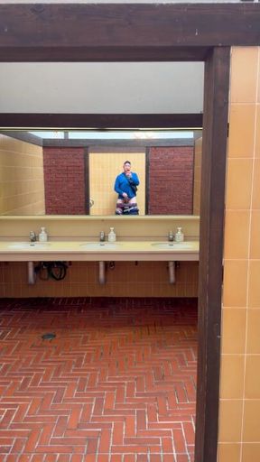 Flashing in a public restroom