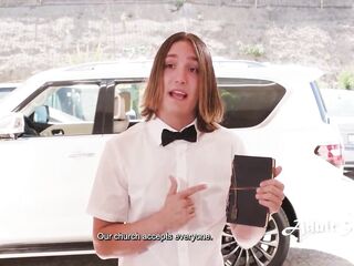 Door To Door Preacher Corrupted By A Gang Of Sinful MILFS
