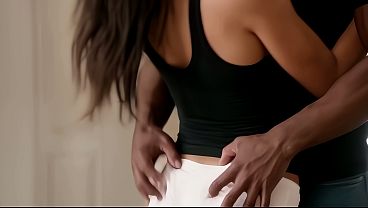 Cuckold hubby watches his ebony wife walk her white bull out after getting creampied ( AI Generated )