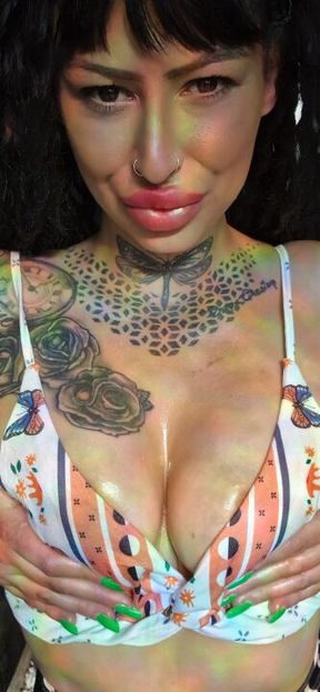 Cum Your Creamy Load Over My Oily Tits.   Oily massage tease close up tittie heaven 6 minute play😋
