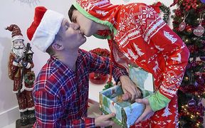 Horny *** Surprises His Older Stepbrother With His Dick In A Gift Box