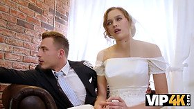 Watch this gorgeous Euro bride in bridal dress suck stranger's hard cock and get pounded in HD