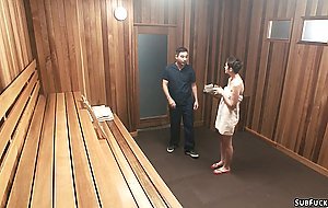 Slut is bound and fucked in showers