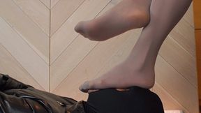 Amber Punish Slave Restraint With A Straitjacket - Gray Matte Tights