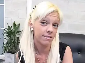 Hot blonde amateur Paula gets banged by 3 studs in porn casting