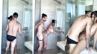 My Brother Catches Me Showering Then Fucks Me Raw in My Shaved Pussy