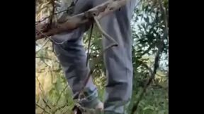 I was filming myself jerking off in the woods when a cute boy came and sucked me (and rimmed too)