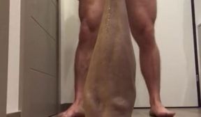 Muscle Whore Sits on Huge Dildo