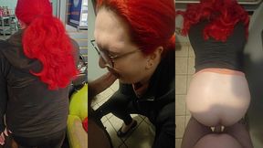 mtf asian american redhead shemale cum slut impregnablelexa fucked by her dominant wolfdaddy901 in public bathroom.