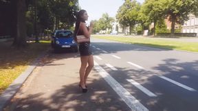 Smoking And Walking In Black Open High Heels With Julie Skyhigh And Sky High