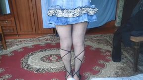 Gorgeous Femboy Wearing Sparkly Tights Under Sheer Dress