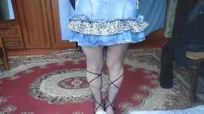 Gorgeous Femboy Wearing Sparkly Tights Under Sheer Dress