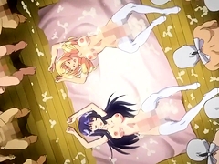 Voluptuous hentai beauties indulge in hot group sex action