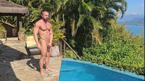 naked in the pool on a sunny day