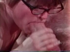 Wanton brunette mommy in glasses gives blowjob after pussy licking