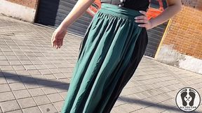 dirndl slut gets dirty and oily changing tires