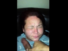 Cum Whore cock slapped on couch with huge messy facial - 2