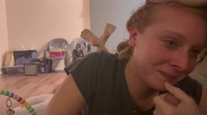 Redhead Giving a Sloppy Toppy to Daddy