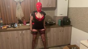 🔴 cheating in the kitchen – red mask, anal & ass to mouth