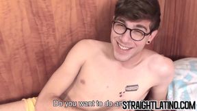 Tattooed Latino jock wears seductive glasses during hot BJ