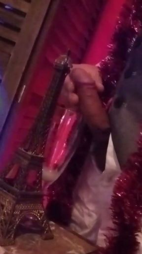 Happy New Year! The cute French-Asian twink Jon Arteen jerks off, ejaculates into a glass, and drinks his own semen.   Clip 2