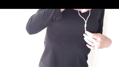 Japanese nipple orgasm on thin fabric while masturbating alone in soft light