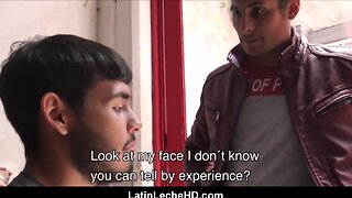 Hot teenager latin proves his age to bouncer by hammering him