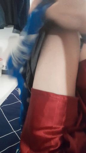 Wearing Mini Satin Skirt Inside Shorts