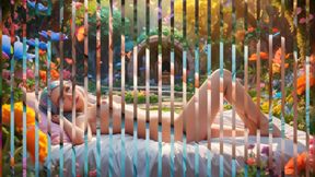 32 Nude Images of Beautiful Elf Girls Laying on the Colorful Garden