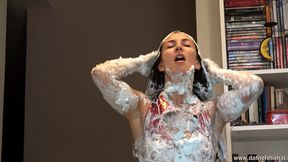 Lilian gets messy with the shaving foam episode 2 (Shaving foam fetish)