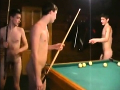 Russian Soldiers Play Pool in Nude