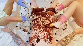 pastel crush! chocolate cake and cock addition! foot fetish