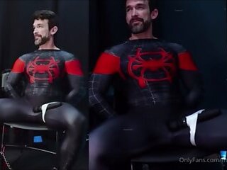 Spider-Man captured and jerked off