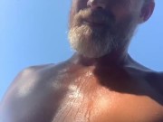 Hot guy naked at a construction site