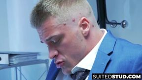 Muscular executive stuffs cute buff employee with big cock