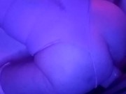 Sexy Snow Bunny rides her dildo