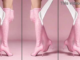 Gals in hawt high-heel-boots love it to cover there legs in cum and show it public