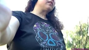 Big tits bounce, peeing, and sweaty barefeet