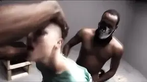Lustful shaved cutie takes on two giant black cocks