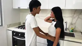 Latin couple is surprised by their stepfathers while they were fucking hard.