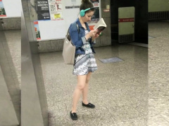 Beautiful European teen with a splendid ass voyeur upskirt