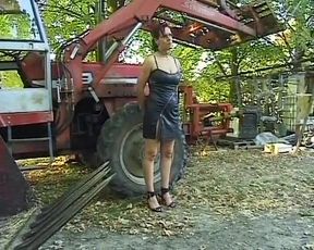 Horny German Slut Leashed up by Her Master Outdoors