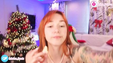 Enjoying strawberry in chocolate