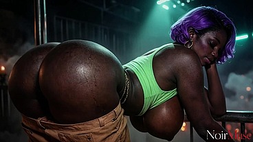 Juicy black pussy takes hard doggystyle with loud slapping[AI]
