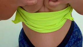 married milf wears daddys boxers and plays with her all natural milky titties