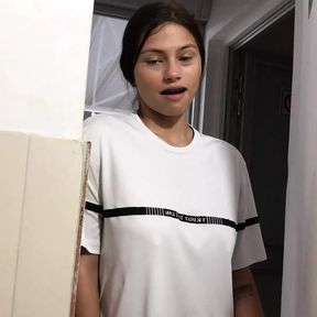 horny stepsister discovers me masturbating in the bathroom and helps me cum I fuck her very rich