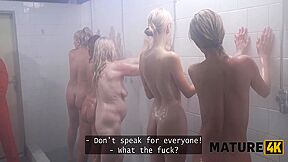Naughty Mature Prison Ladies Are Showing Their Bodies Off In Shower To Get Fucked By A Young Dude 17 Min